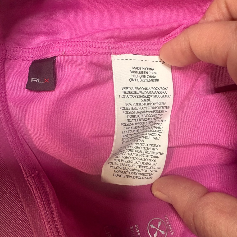 RLX Ralph Lauren Pink Golf Skort Women’s L  Athletic Tennis Skirt Built-In Short - Picture 10 of 11